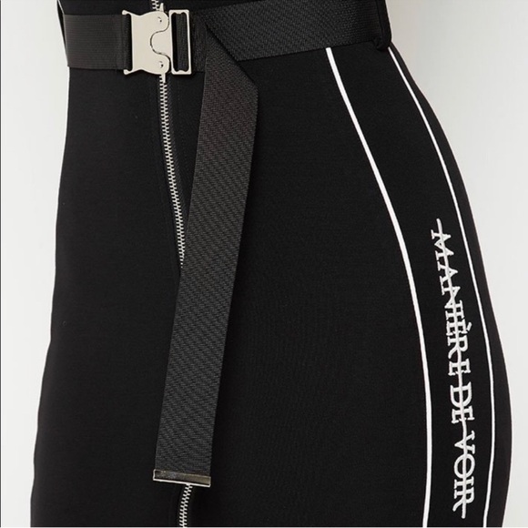 Maniere De Voir Black Long Sleeve Dress with White Piping - Picture 2 of 2